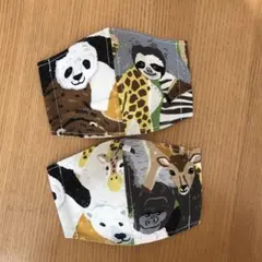 ハンドメイドマスク幼児〜低学年　動物２枚セット　パンダ　しろくま、のサムネイル