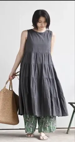 1回着用　r.p.s ティアードノースリーブワンピース