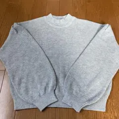 リブ編み バルーンスリーブ セーター グレー