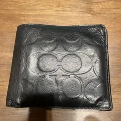 COACH 二つ折り財布 ブラック シグネチャー