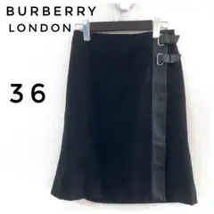 BURBERRYノバチェック　ブラック スカート 36 ブルーレーベル　黒　革