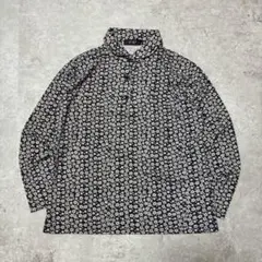 used 花柄シャツ 小花柄 ネイビー 総柄トップス 古着