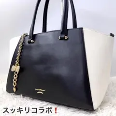 美品✨ サマンサタバサ スッキリコラボ トートバッグ A4 白 黒 バイカラー