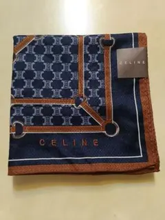 【未使用】CELINE ハンカチ ネイビー ブラウン