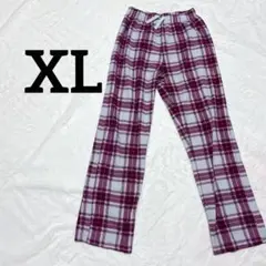 チェック柄 パンツ XL (16) パープルチェック 部屋着