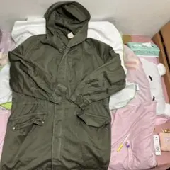 オリーブ フード付きモッズコート Ｌサイズ
