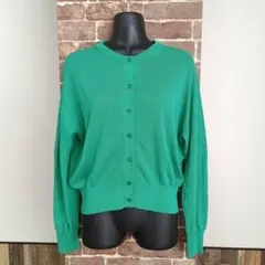 GU　ジーユー　カーディガン　グリーン　長袖　伸縮性あり　ドロップショルダー