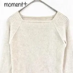 【moment+】リブニット　スクエアネック　長袖　大人カジュアル