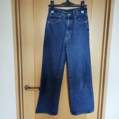 GU ハイウエストセミワイドジーンズ デニム S