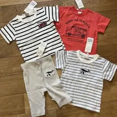 4枚セット　プティマイン　半袖トップス　車　くま刺繍