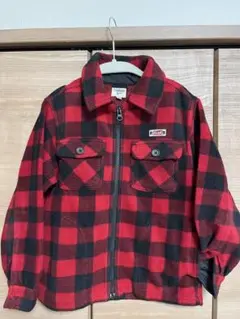 OshKosh 赤と黒のチェック　フリース　ジャケット 130