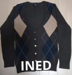 再お値下げ！INED　 アーガイル柄 ニットカーディガン