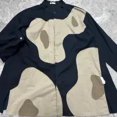 極美品♡22年品　パラスパレスヴーム　パッチワークブラウス　バンドカラー　紺