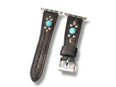 Apple Watch レザー　バンド　ベルト　スタッズ　アップルウォッチ　黒