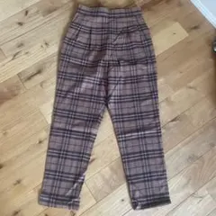 GLOBAL WORK ウツクシルエットパンツチェック柄 スラックス Sサイズ