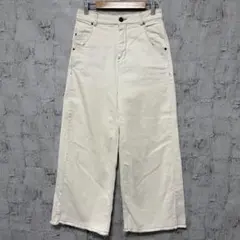 【Cotelac】コテラック 麻混 ストレッチホワイトデニム ワイドパンツ Sのサムネイル