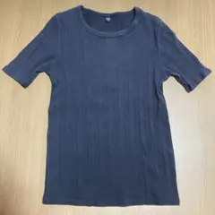 UNIQLO★ランダムリブクルーネックT★半袖★トップス★ブラック★Mサイズ