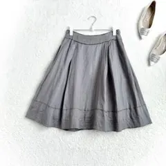 【FOXEY BOUTIQUE】麻100% フレアスカート 40 グレーのサムネイル