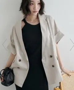 テックリネン半袖ジャケット　DISCOAT