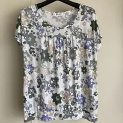 スーパーハッカ 総柄 花柄 半袖Tシャツ カットソー フレンチスリーブのサムネイル