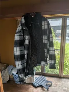 ZARA チェック柄 フード付きシャツジャケットのサムネイル