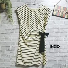 インデックス ノースリーブワンピース 美品 ボーダー サイドリボン 大人可愛い