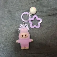 ラブブぬいぐるみキーホルダー紫 Labubu パープル ムラサキ
