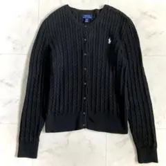 美品 ポロラルフローレン ケーブルコットンカーディガン ブラック XL