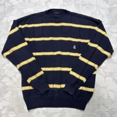 NAUTICA ノーティカ ボーダー コットンニット セーター L ネイビー