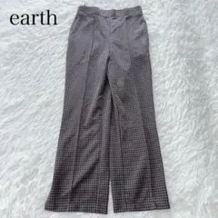 earth アースミュージックアンドエコロジー　千鳥格子柄 パンツ M ブラウン