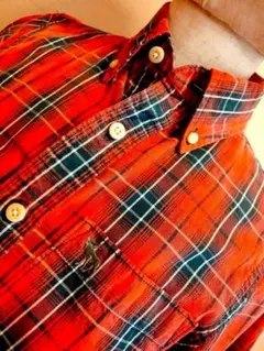 アバクロ チェック柄 長袖シャツ オレンジ/青/緑