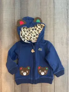 Miki House クマ耳付きトレーナー 90