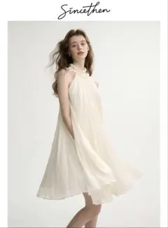 SINCETHENシフォン ロングワンピース キャミワンピース アイボリー S