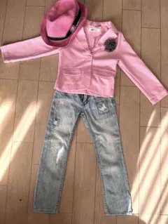 セットアップ キッズ ジャケット ジーンズ 帽子 デニム キャップ パンツ 子供