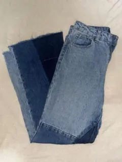 パッチワークブーツカットデニム