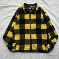 【ec9】STUSSY　フリースジャケット　ブロックチェック　サイズS　襟付