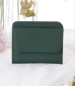 Lace Ladies レザー 二つ折り コンパクト スクエア 財布　グリーンのサムネイル