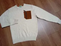 美品/CROCODILE/クロコダイル/ニット/セーター/胸ポケット/ジップ