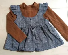 フリル付きチェック柄　トップス 100cm