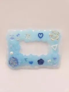 【ハンドメイド】硬質ケースデコ ホイップデコ ブルー ローズ キラキラ B8