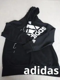 adidas ブラック パーカー フード付き XL