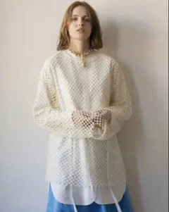 MAISON SPECIAL ビックメッシュトップス　ホワイト 白のサムネイル