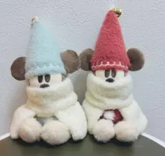 ディズニークリスマス　リルリンリン　ぬいぐるみバッジ　2025年　水色／赤セット