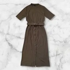 SUGAR SPOON　ベルト付き　ロングワンピース　五分袖　カットソー　フリー