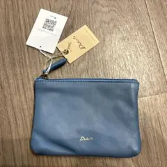 新品未使用　ダコタ　青 レザーポーチ　牛革のサムネイル