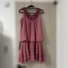 美品】axes femme ワインレッド フリル ノースリーブワンピース M