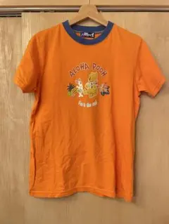 【ディズニー公式】クマのプーさん　アロハ　tシャツ オレンジ　首元切り替えのサムネイル
