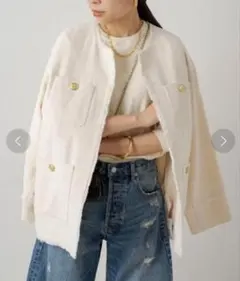 金ボタン ノーカラージャケット