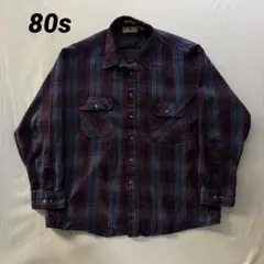 80s VINTAGE オンブレ フランネルシャツ プリネル
