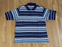 90s Lands' End ランズエンド　ポロシャツ　短丈　ボーダー柄のサムネイル